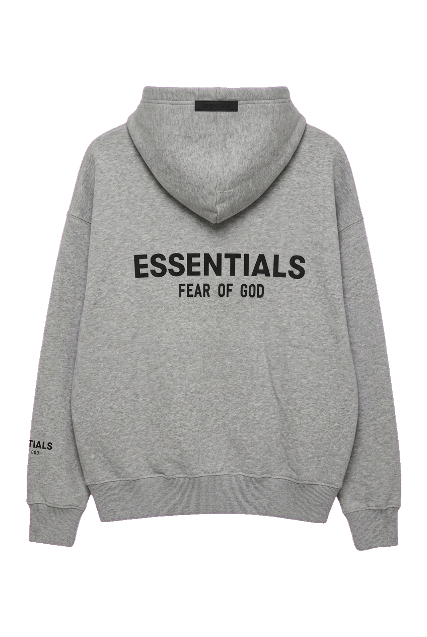 Back of ESSENTILAS GRAY HOODIE